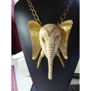 Huge RAZZA Elephant Head Statement Necklace - 4.5" Elephant!